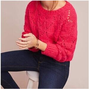 Anthropologie Red Crew Neck Sweater